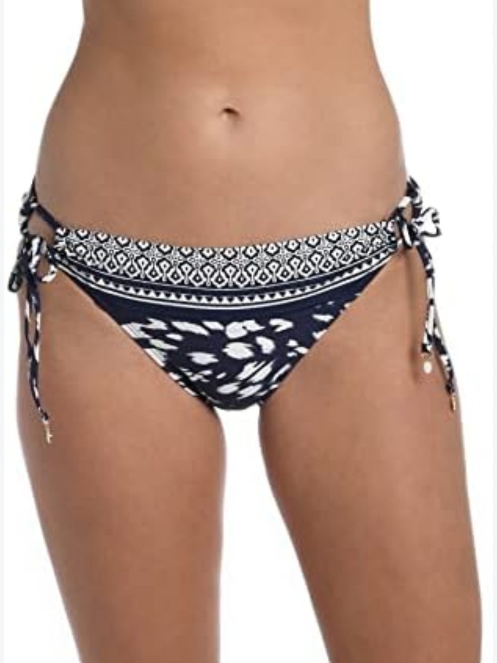 NWT La Blanca Indigo Changing Tides Side Tie Bikini Bottoms Navy White
